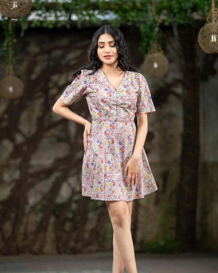 Printed Short Dress - Image 1